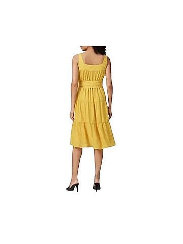 Slate & Willow Gauzy Tiered Layered Midi Tie Waist Dress Cocktail Dress (view 2)