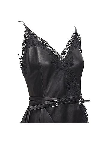 Alexander McQueen Alexander McQueen leather lace asymmetric draped dress (view 2)