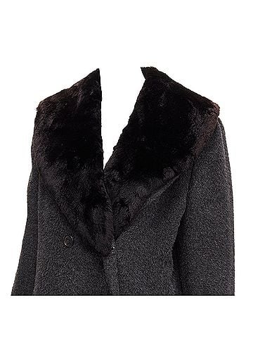 Gucci GUCCI Tom Ford Vintage grey alpaca fur collar double brested winter coat IT42 M (view 2)