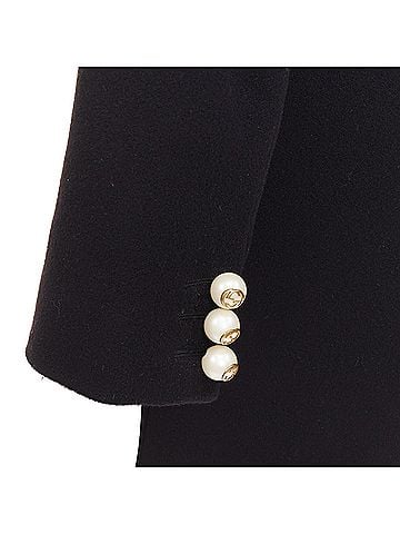 Gucci GUCCI 2015 black wool GG pearl button collared pocketed coat IT36 XXS (view 2)