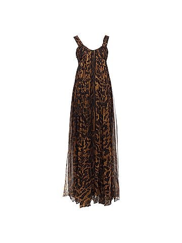 Alexander McQueen Alexander Mcqueen silk leopard print corseted long gown (view 1)