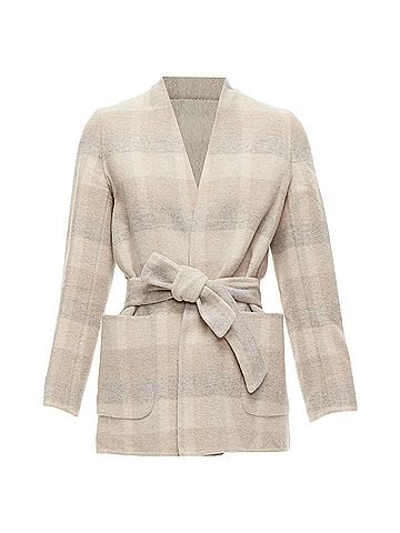 Max Mara Max Mara Cucito Amano Double Face Angora Wool Checked Belt Jacket (view 1)