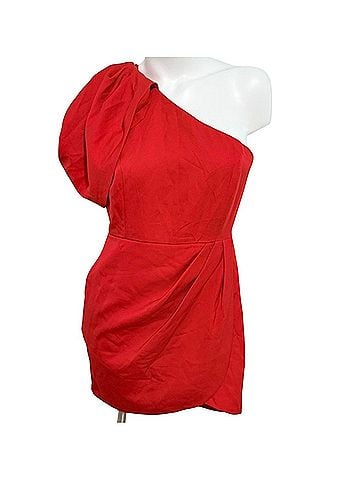 Do & Be one shoulder red puffed sleeve Cocktail Dress (view 1)