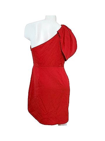 Do & Be one shoulder red puffed sleeve Cocktail Dress (view 2)
