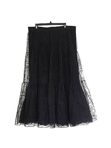 Akris Punto Sashiko Flower Embroidered Lace Tulle Maxi Skirt Formal Skirt (view 2)