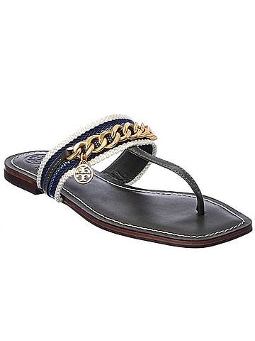 Tory Burch Women's Mini Benton Chain Thong Sandals in Poblano (view 1)