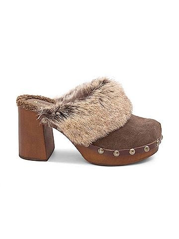 Chocolat Blu Women's Fadia Clog Heels in Dark Brown Suede (view 1)