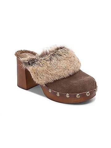 Chocolat Blu Women's Fadia Clog Heels in Dark Brown Suede (view 2)