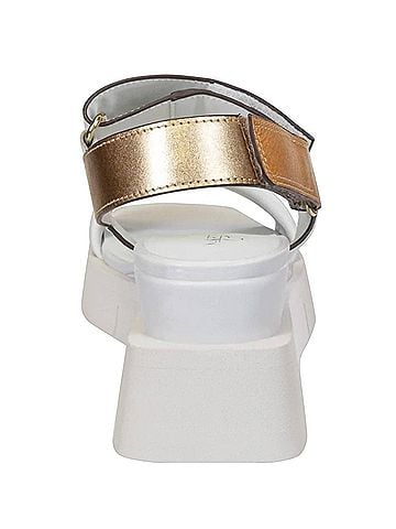 Naked Feet Women's Paradox Open Toe Wedge Sandals in White Multi (view 2)