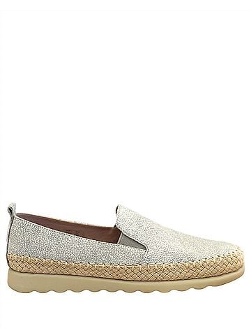 The Flexx Women's Chappie Leather Espadrille in Silver Metal (view 1)