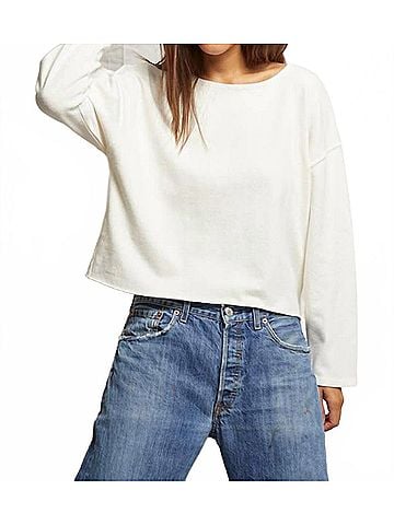 perfectwhitetee Taylor Long Sleeve Top in Au Natural Clean (view 2)