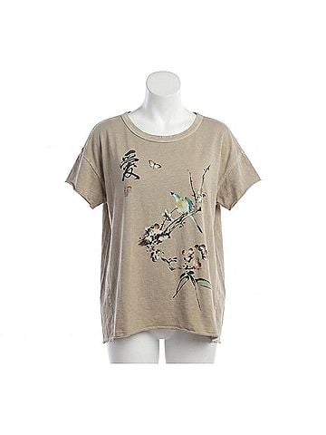 Jess & Jane Love Song Pigment Dyed Cotton Jersey Top in Taupe (view 1)