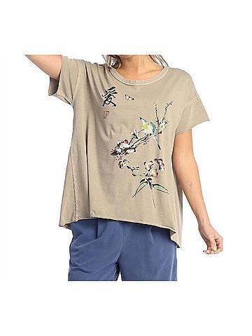 Jess & Jane Love Song Pigment Dyed Cotton Jersey Top in Taupe (view 2)