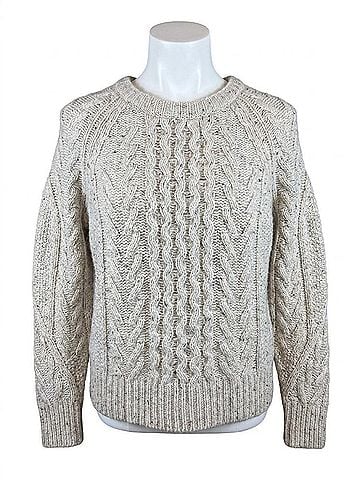 Autumn Cashmere Women's Fisherman Cable Crew Sweater With Pleat Sleeve in Husky (view 1)
