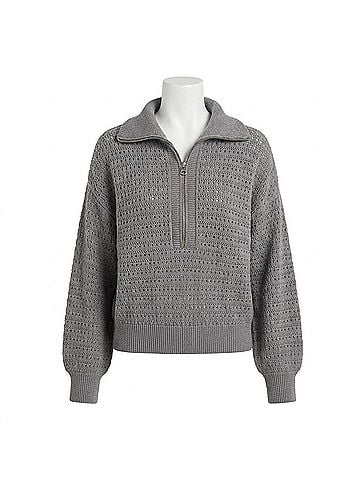 Varley Darla Half Zip Knit Sweater in Silver Filigree Melange (view 1)