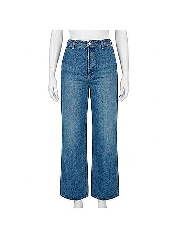 MOUSSY Cambria Centerpress Wide-Cropped Jean in Blue (view 1)