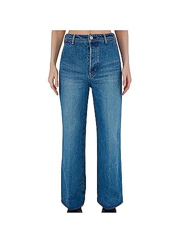 MOUSSY Cambria Centerpress Wide-Cropped Jean in Blue (view 2)
