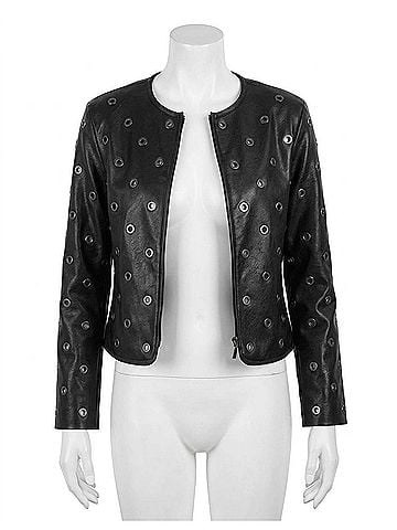Lyssé Geneva Grommet Vegan Jacket in Black (view 1)