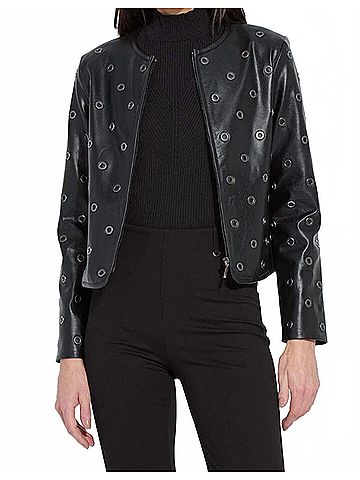 Lyssé Geneva Grommet Vegan Jacket in Black (view 2)