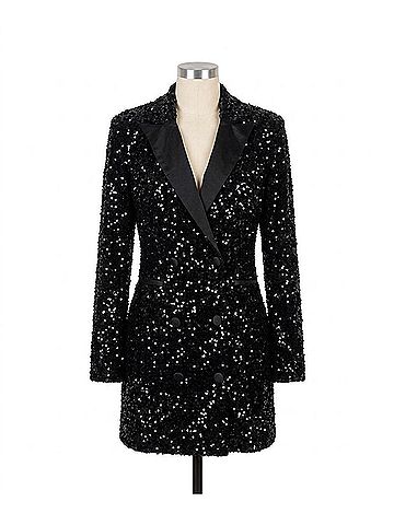 Good American Glow Blazer Dress in Black (view 1)