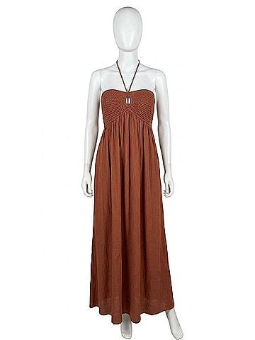 Blu Pepper Halter Maxi Dress in Brown (view 1)