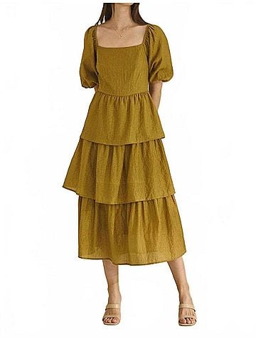 Oddi Tired Midi Dress in Avacado (view 2)