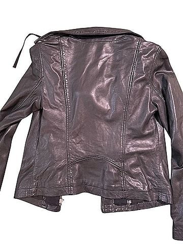 Caslon Black Leather Hooded Moto Jacket Jacket (view 2)