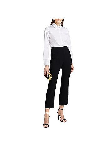 Monique Lhuillier Guipure Lace trimmed Crepe Slim Leg High Rise Pant Dress Pants (view 1)