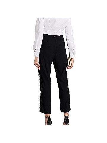Monique Lhuillier Guipure Lace trimmed Crepe Slim Leg High Rise Pant Dress Pants (view 2)