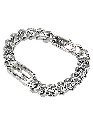 Fendi Fendi Baguette Chain Bracelet, Size XS, OB3024, Silver Metal, Women's, FENDI (view 1)