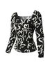 J.Crew 100% Polyester Floral Black White Long Sleeve Blouse Size 16 - photo 1