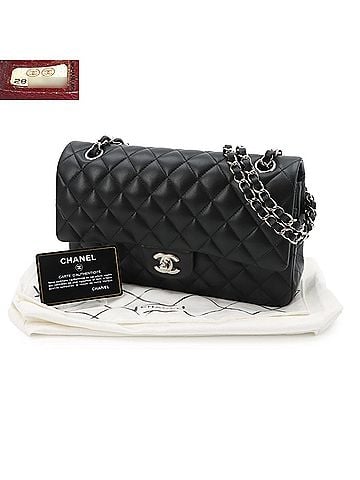 Chanel Chanel Matelasse 25 Chain Shoulder Handbag, Lambskin, Black, A01112, Silver Hardware (view 2)