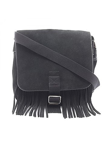Yves Saint Laurent Yves Saint Laurent Saint Laurent Paris fringe shoulder bag/handbag, suede, women's, black. (view 1)