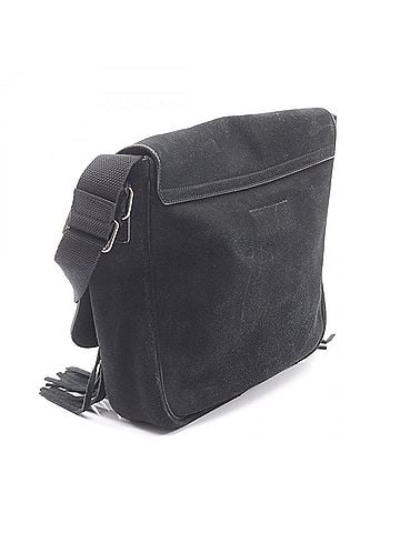 Yves Saint Laurent Yves Saint Laurent Saint Laurent Paris fringe shoulder bag/handbag, suede, women's, black. (view 2)