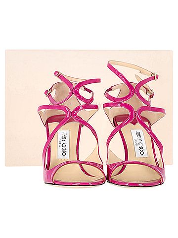 Jimmy Choo Jimmy Choo Lance Strappy Sandals in Pink Patent Leather (view 2)