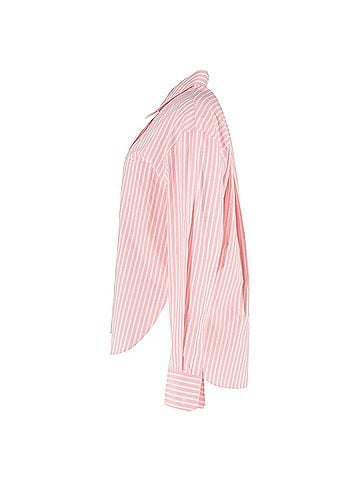 The Frankie Shop The Frankie Shop Oversized Stripe Poplin Shirt in Pink Cotton (view 2)