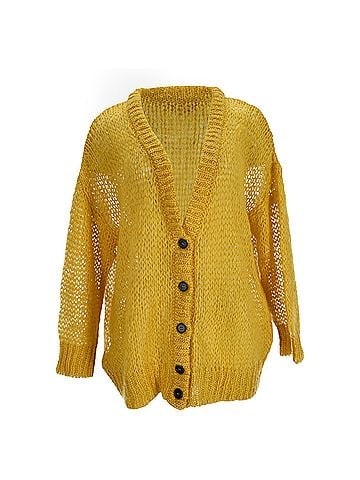 MARNI Marni Knitted Cardigan in Yellow Mohair Wool (view 1)