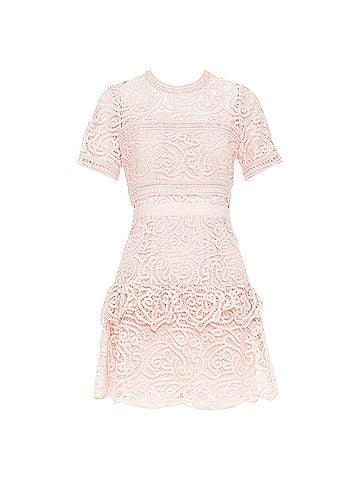 Self-Portrait SELF PORTRAIT 2022 Abstract Guipure pink embellished lace sheer dress UK8 S (view 1)