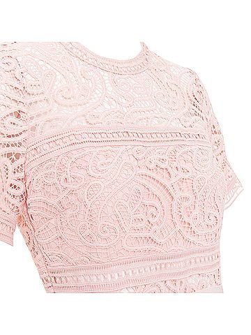 Self-Portrait SELF PORTRAIT 2022 Abstract Guipure pink embellished lace sheer dress UK8 S (view 2)