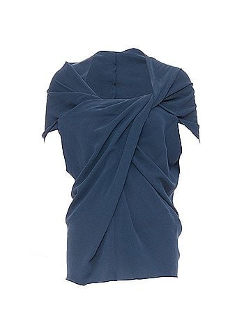 Lanvin LANVIN 2009 navy triacetate blend twist front square neck ruched top FR34 XS (view 1)