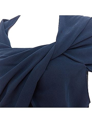 Lanvin LANVIN 2009 navy triacetate blend twist front square neck ruched top FR34 XS (view 2)