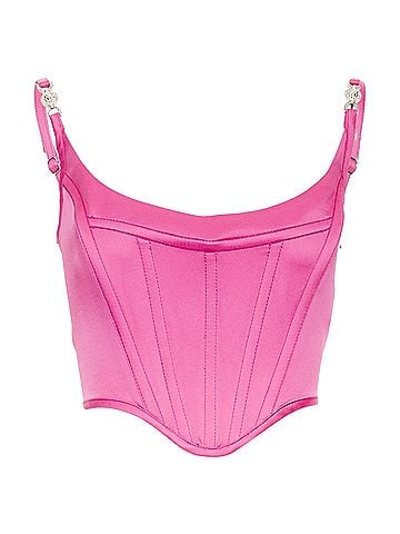 Versace new VERSACE Medusa '95 Satin Waterlilly fuschia pink boned corset top IT36 XXS (view 1)