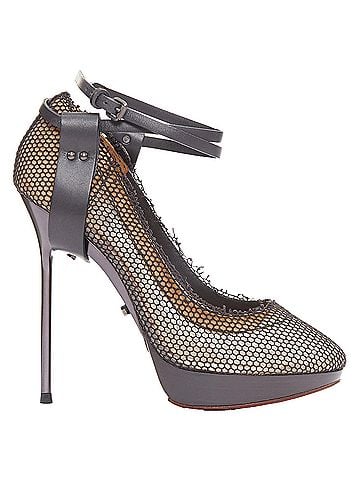 Lanvin Lanvin Runway black fishnet mesh ankle harness strap pin heels EU38.5 (view 1)