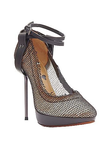 Lanvin Lanvin Runway black fishnet mesh ankle harness strap pin heels EU38.5 (view 2)