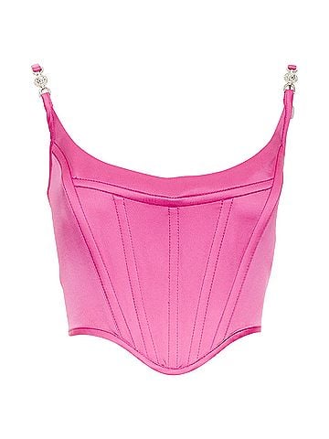 Versace new VERSACE Medusa '95 Satin Waterlilly fuschia pink boned corset top IT42 M (view 1)