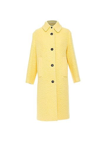 Prada PRADA 2021 Raf Simons Runway pastel yellow wool boucle oversized coat IT38 XS (view 1)
