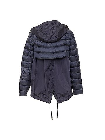 Moncler MONCLER Dorothee Guibbotto navy nylon ruffle trim hooded jacket Sz2 M (view 2)