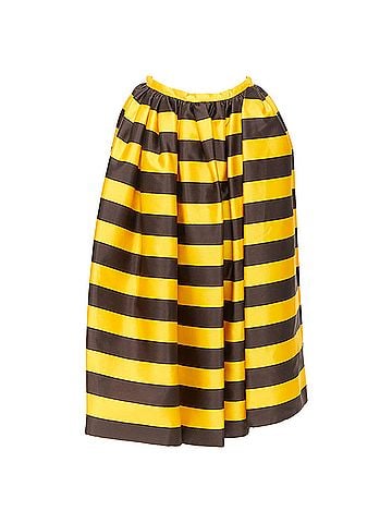 Prada rare PRADA 2022 Raf Simons Tropica yellow brown  striped midi full skirt IT38 XS (view 1)