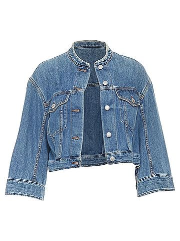 Dries Van Noten DRIES VAN NOTEN 2017 blue washed distressed 3/4 sleeve crop denim jacket FR38 M (view 1)