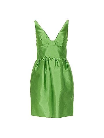 Prada PRADA 2022 Kelly green duchess silk V-neck sleeveless mini dress IT42 M (view 1)